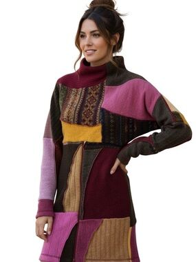 Myko Anna designer tunic dress eco fashion chic recycled patchwork wool blend 1